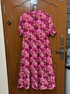 Floral Pink Midi Dress-XL Size