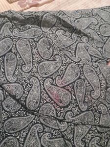Black and White Paisley Print Shirt, Size-XS