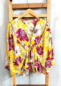 Yellow Floral Print CottonTop  Size-36-38
