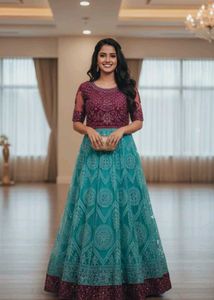 Elegant blue floral frock