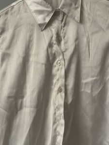 White Satin Button-Down Shirt
