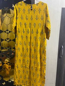 Yellow Printed Kurta