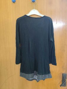 Black Polka Dot Tunic Top