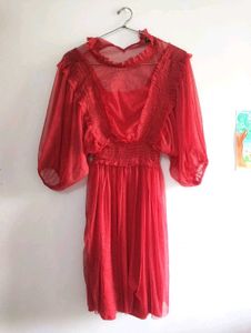 Red Sheer Party Dress