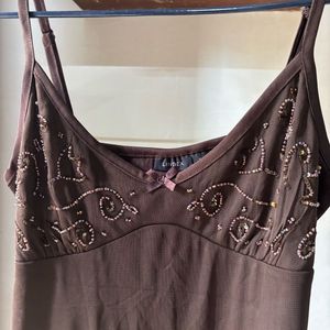 Beaded Brown Camisole Top
