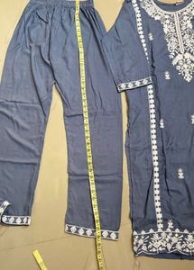 Elegant Gray Embroidered Kurti Set
