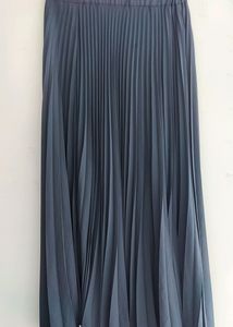 Grey Pleated Full Length Skirt