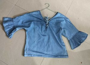 Cute Blue Adjustable Neck Top