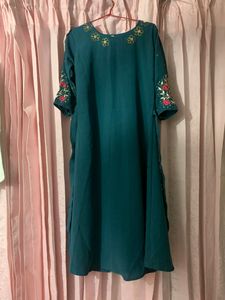 Teal Embroidered Kurti