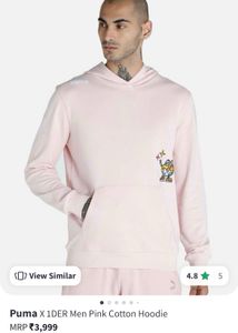 Puma X 1DER Men Pink Cotton Hoodie (UNISEX)