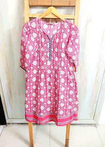 Pink Floral Print Casual kurti size-34