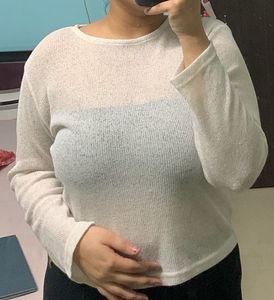 White Knit Long Sleeve Top