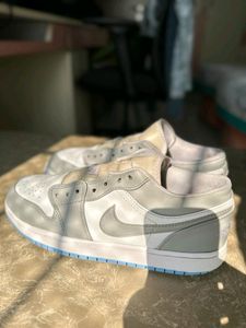 Nike Air JORDANS Grey With Blue Sole And 2 Laces