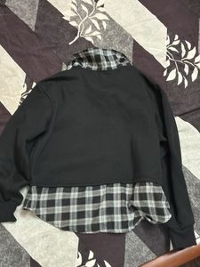 Black Plaid Trim Top