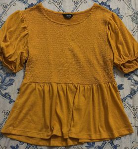 Mustard Smocked Top