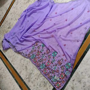 Women&#39;s Lavender Georgette Saree
