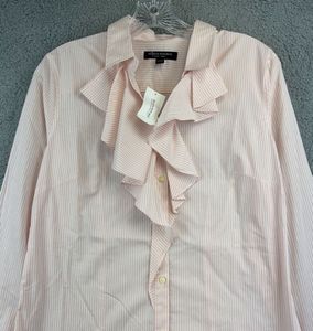 Banana Republic Brand Striped Ruffle Shirt
