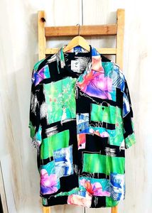 Green Printed Shirt Size-48