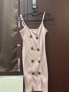 Pink Button-Front Mini Dress