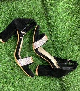 New Rhinestone High Heel Black Velvet