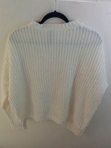 White Knit Cropped Sweater