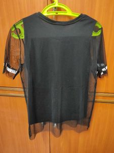 Black Graphic Mesh Tee