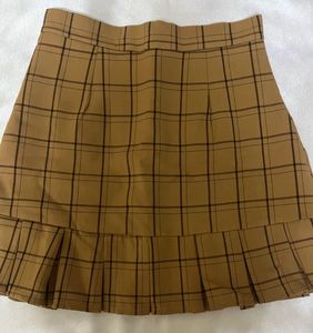 Brown Plaid Mini Skirt