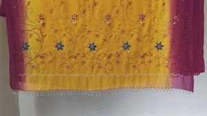 Embroidered Yellow &amp; Pink Sari