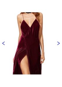 Shein Velvet Front High Slit Backless Maxi Gown