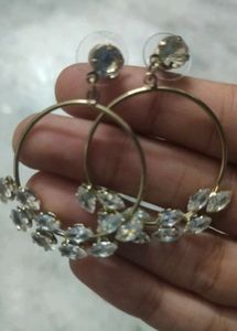 Crystal Leaf Hoop Earrings