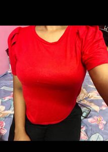 Red Puff Sleeve Top