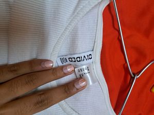H&amp;M basic white crop top full sleeves