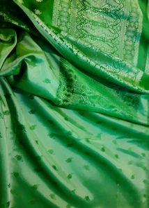 New Mehendi Colour Banarasee Silk Saree, Double-sided Saree That Can Be Wore Both Sides Without Getting Noticed