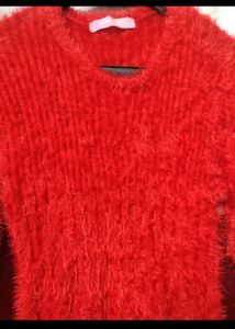 Furry Red Stretchable Top