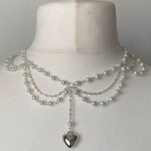 Pearl Heart Draped Necklace