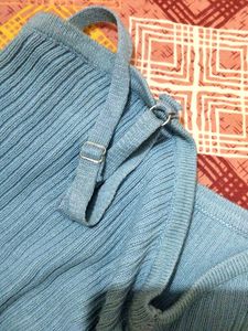 Light Blue Strappy Ribbed Tank Top