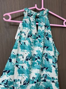 Abstract Print Halter Dress for L