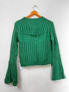 Green Flared Sleeve Sweater