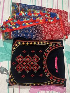 Embroidered Black Kurta &amp; Dupatta