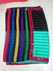 New Black &amp; Rama Georgette Saree