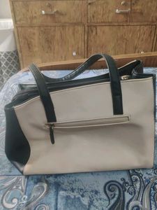 Lavie Beige &amp; Black Tote Bag