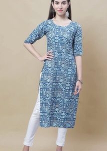 Indigo Blue Handblock Printed Straight Kurti
