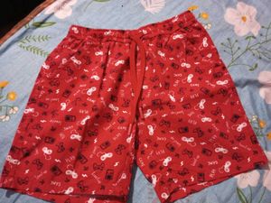 Red Game Print Shorts