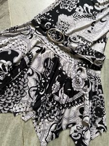 Black &amp; White Paisley Print Mini Dress