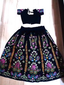 Black Embroidered Lehenga Choli Set