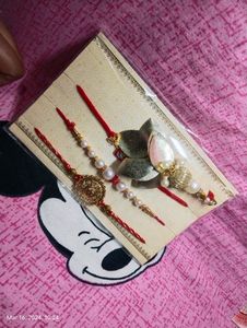 Set Of 4 Stone &amp; Pearls Beaded Thread Rakhi
