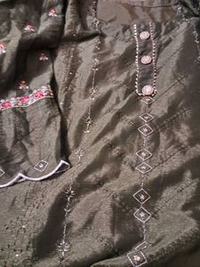 Olive Green Embroidered Stitch Kamish Salwar Dupat