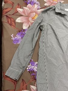 Striped Mixed Media Tunic Top