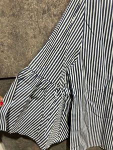 Zara Striped Pearl Embellished Top XS