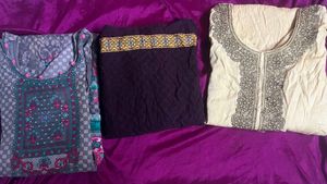 3 Kurti Combo Elegant Embroidered Kurta Set